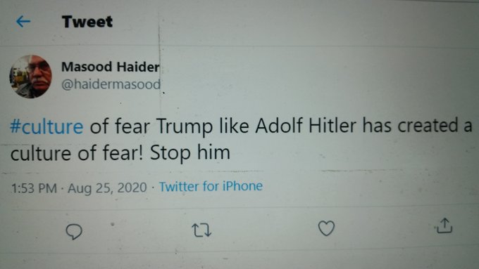 Tweet by
                        Masood Haider, Aug 25, 2020
